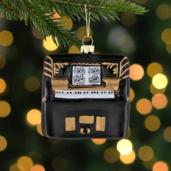 3" Black and Gold Organ Glass Christmas Ornament