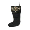 20" Black and Gold Pearl Beaded Christmas Stocking