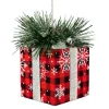 6" Black and Red Buffalo Plaid Gift Box Christmas Ornament