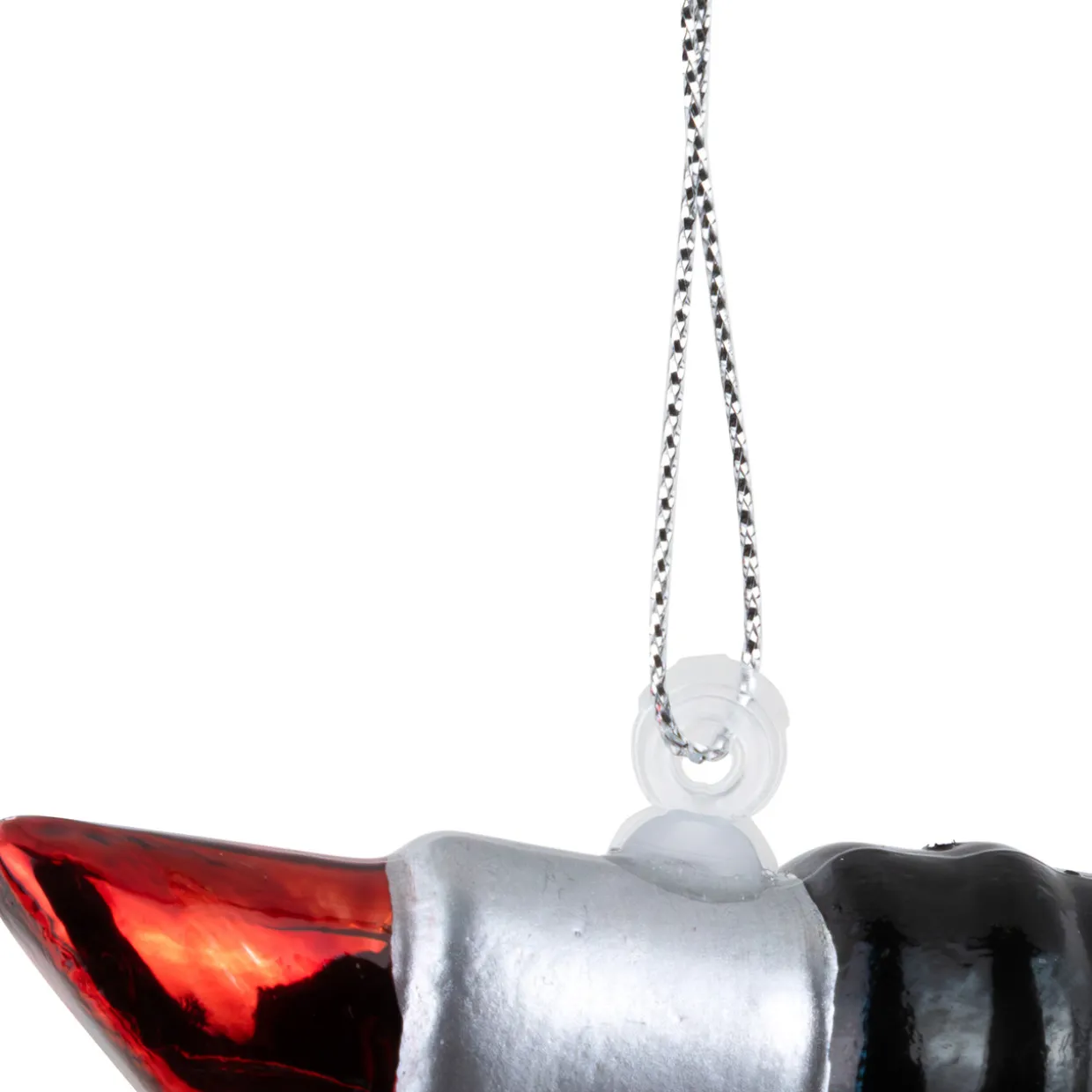 3.75" Black and Red Lipstick Glass Christmas Ornament