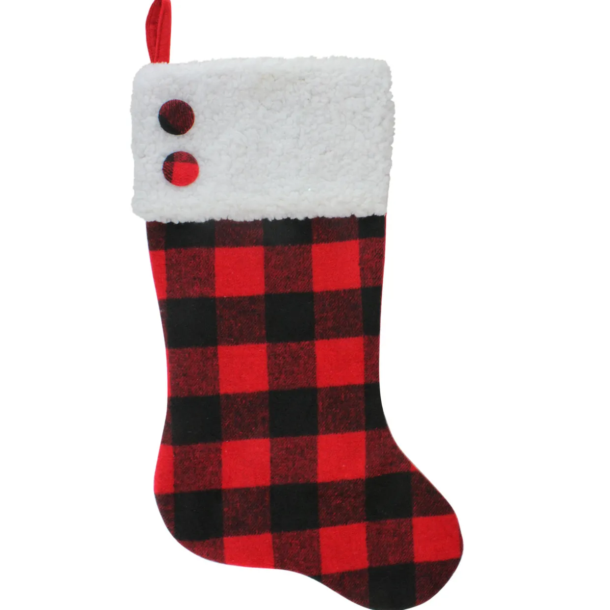 23" Black and Red Rustic Buffalo Plaid Christmas Stocking