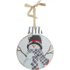 9.5" Black and Red Smiling Snowman Christmas Wall Decor