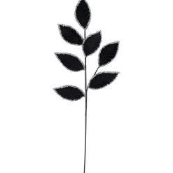 26" Black and Silver Sequin Leaves Christmas Spray