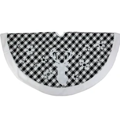 48" Black and White Plaid Reindeer Christmas Tree Skirt