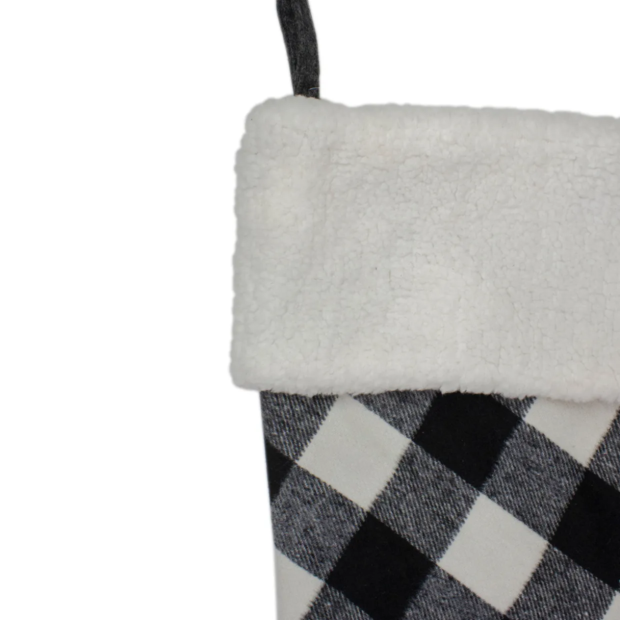 23" Black and White Rustic Checkered Christmas Stocking