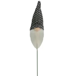 12.5" Black and White Tweed Santa Gnome Head Christmas Pick