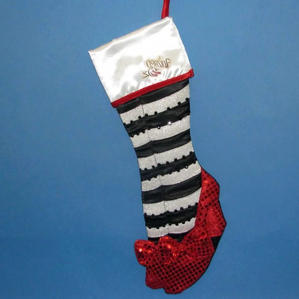 22" Black and White 'Wizard of Oz' with Ruby Slipper Christmas Stocking