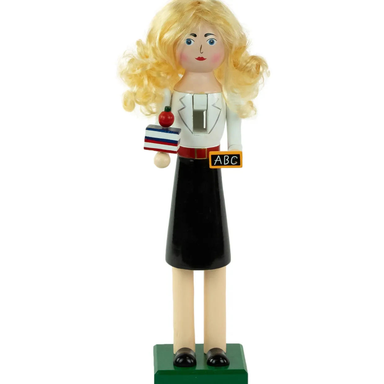 14" Black and White Wooden Teacher Christmas Nutcracker