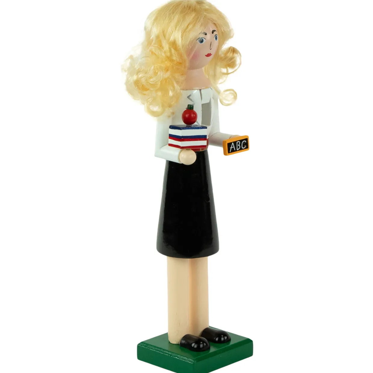 14" Black and White Wooden Teacher Christmas Nutcracker