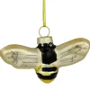 3.25" Black and Yellow Bee Glass Christmas Ornament