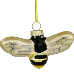 3.25" Black and Yellow Bee Glass Christmas Ornament