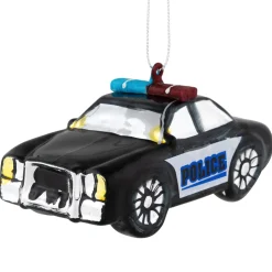 5" Black Police Car Glass Christmas Ornament