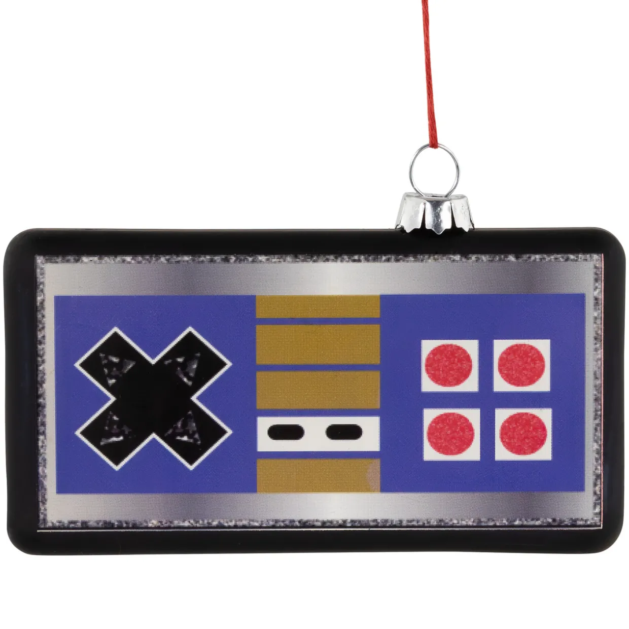 4.25" Black Retro Game Controller Glass Christmas Ornament