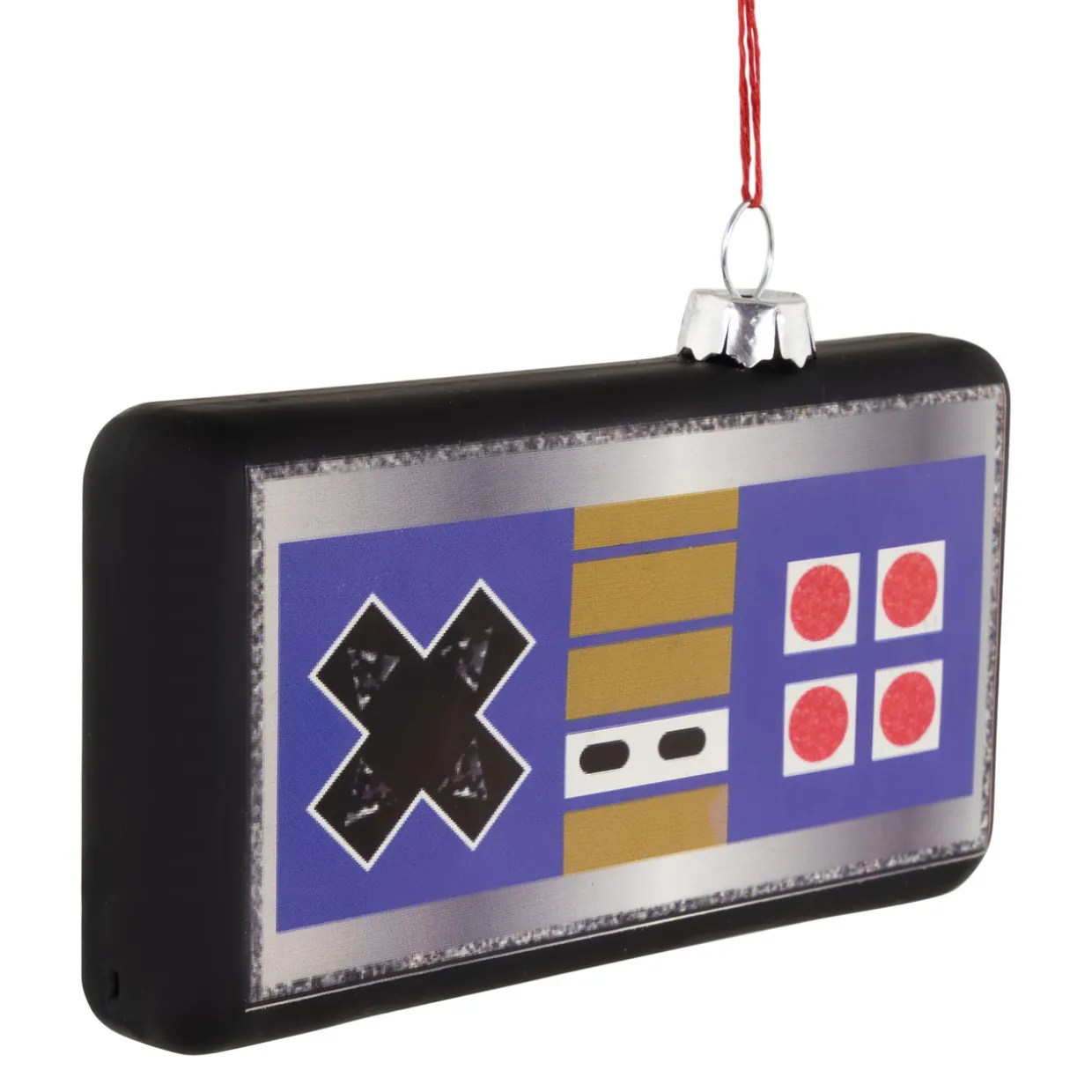 4.25" Black Retro Game Controller Glass Christmas Ornament