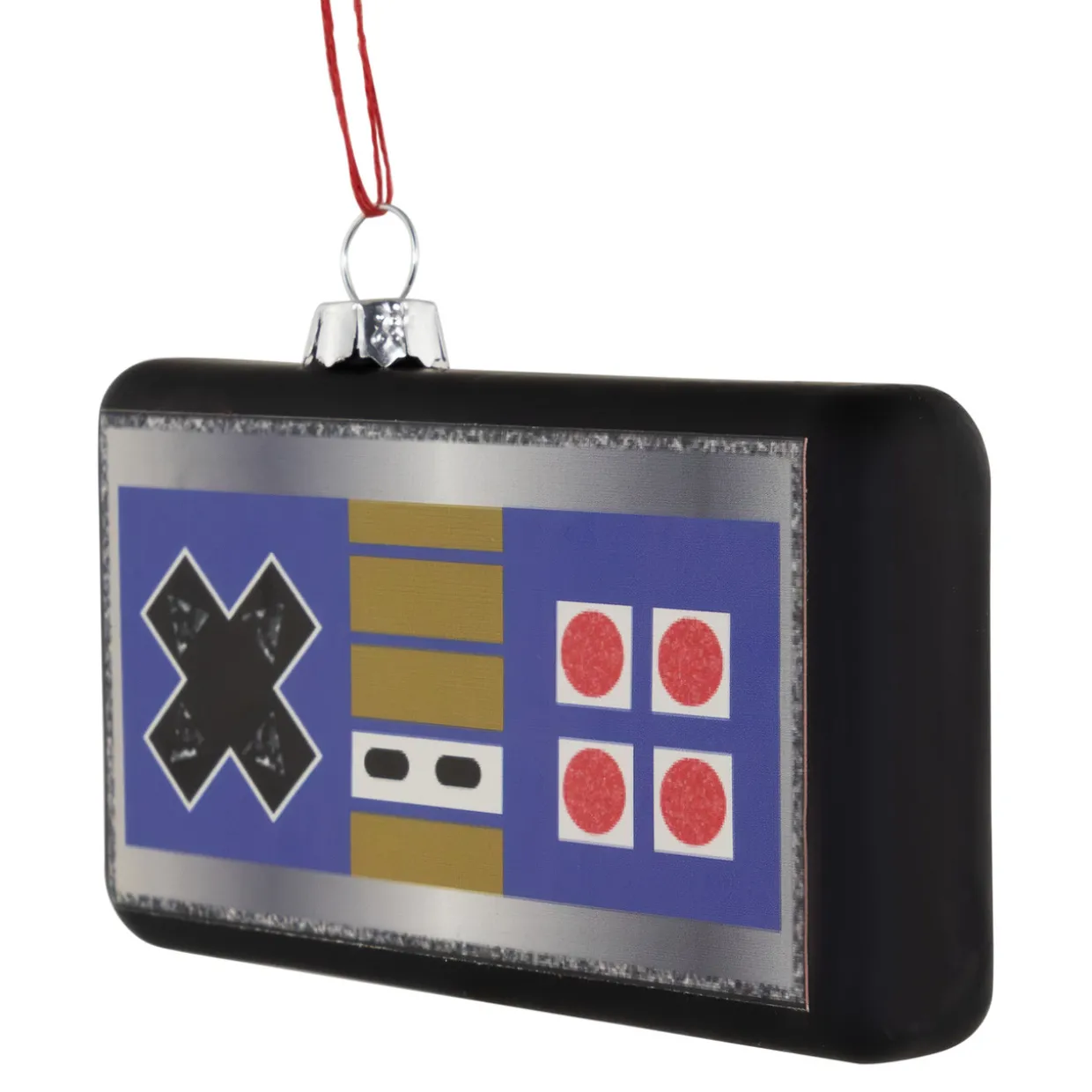 4.25" Black Retro Game Controller Glass Christmas Ornament