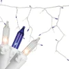 50 Blue and Clear Mini Window Curtain Icicle Christmas Lights - 2.6 ft White Wire