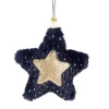 5.5" Blue and Gold Plush Star Christmas Ornament