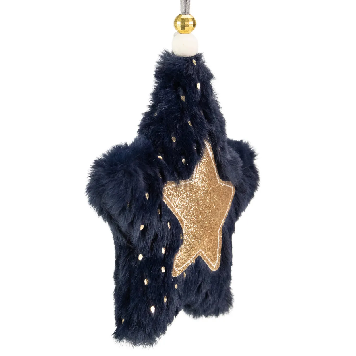5.5" Blue and Gold Plush Star Christmas Ornament