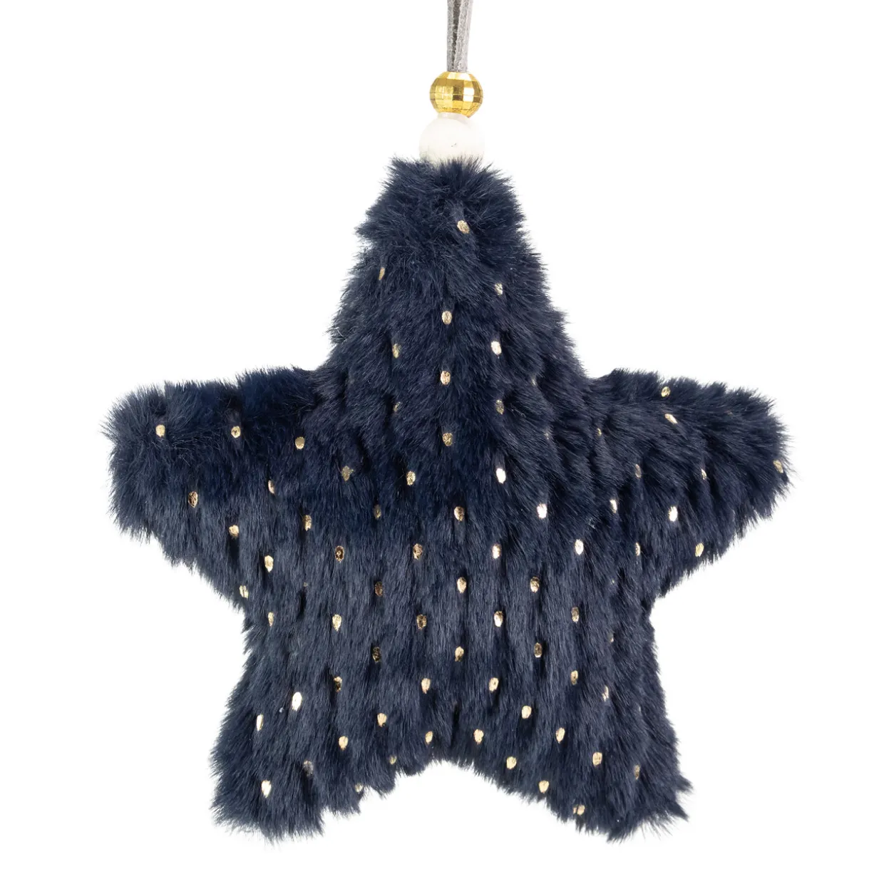 5.5" Blue and Gold Plush Star Christmas Ornament