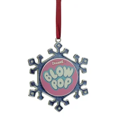 3.25" Blue and Pink Candy Logo Snowflake Christmas Ornament
