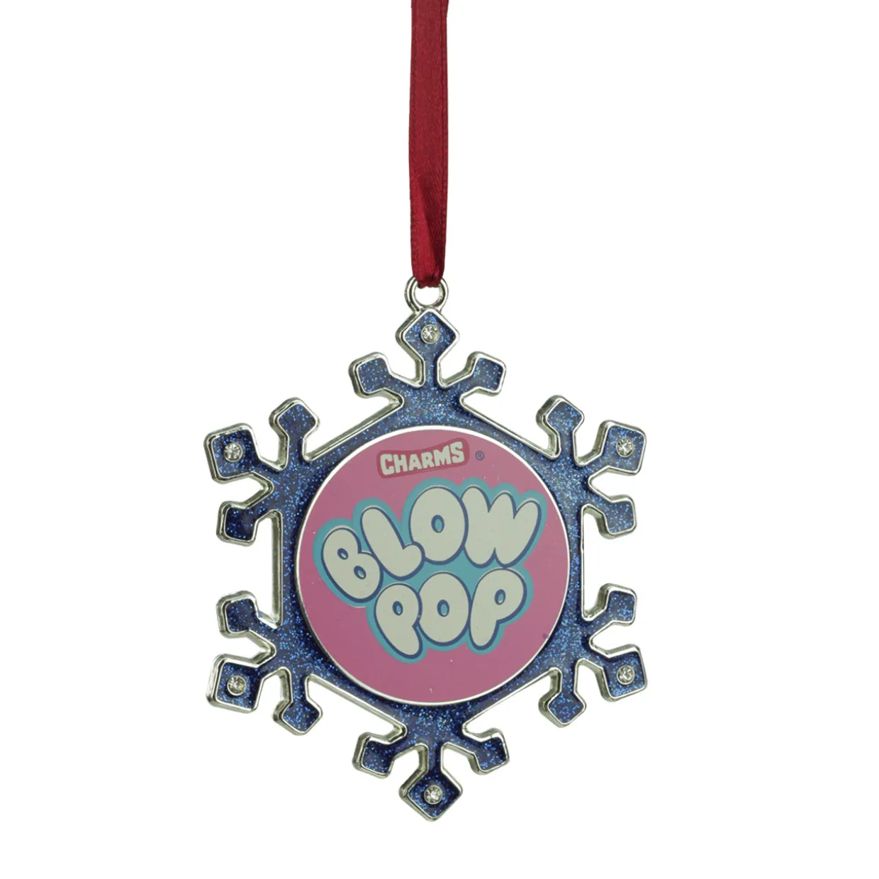 3.25" Blue and Pink Candy Logo Snowflake Christmas Ornament