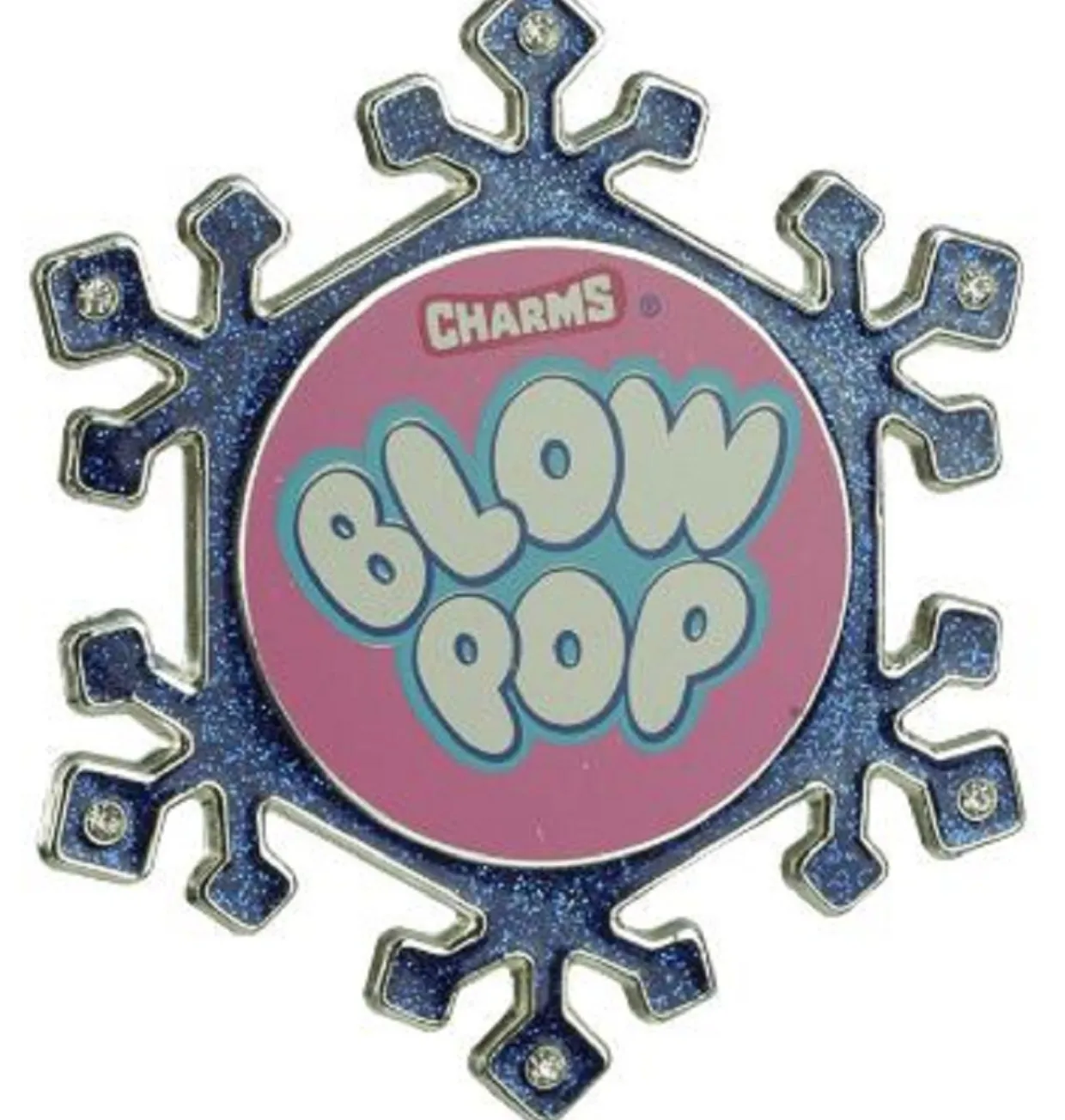 3.25" Blue and Pink Candy Logo Snowflake Christmas Ornament