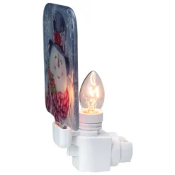 4" Blue and Red Glass Snowman Christmas Night Light