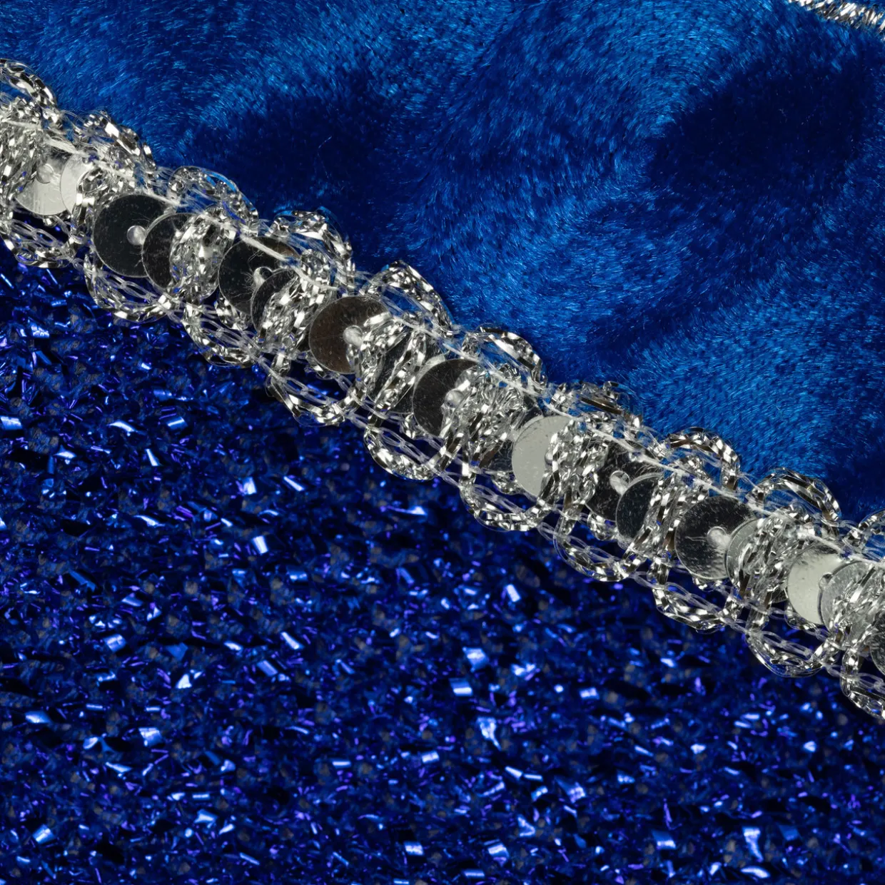 17" Blue and Silver Embroidered 'Diva' Christmas Stocking with Cuff