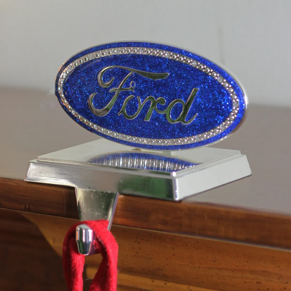 5" Blue and Silver Officially Licensed Iconic Ford Logo Christmas Stocking Holder