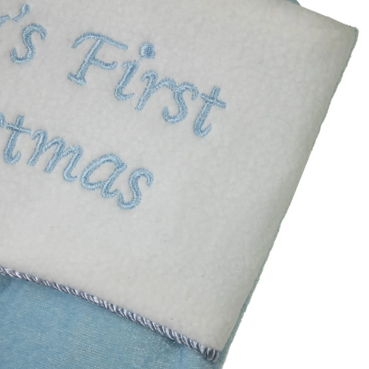 21" Blue and White "Baby's First Christmas" Snowman Stocking