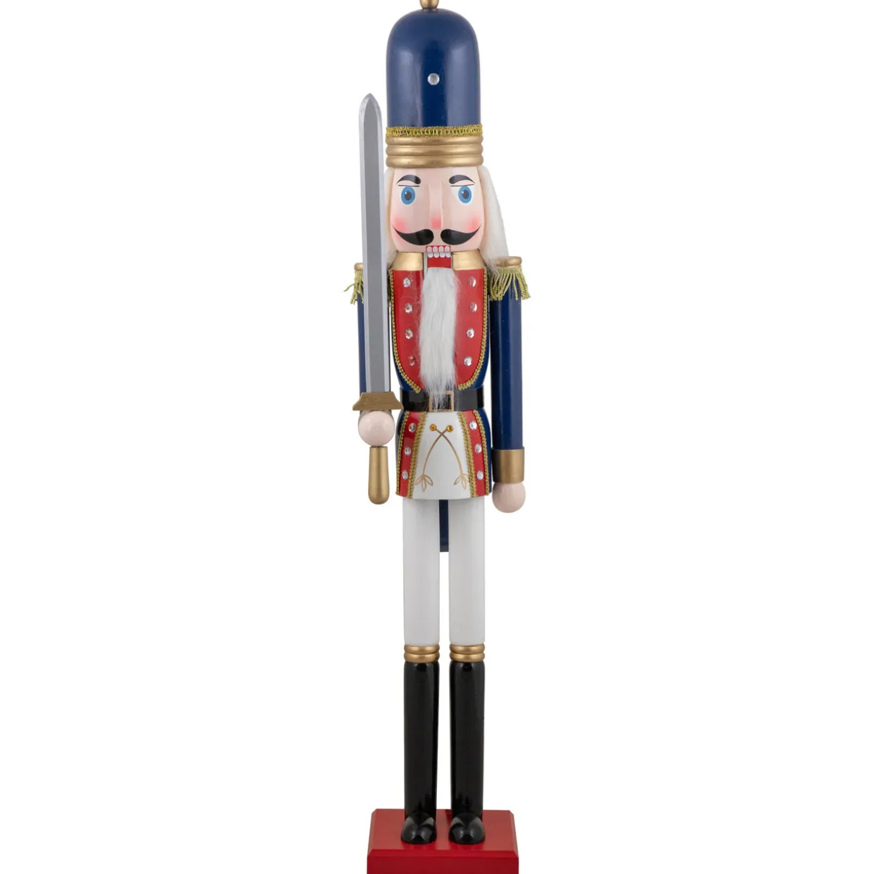 48.25" Blue and White Christmas Nutcracker Soldier with Sword