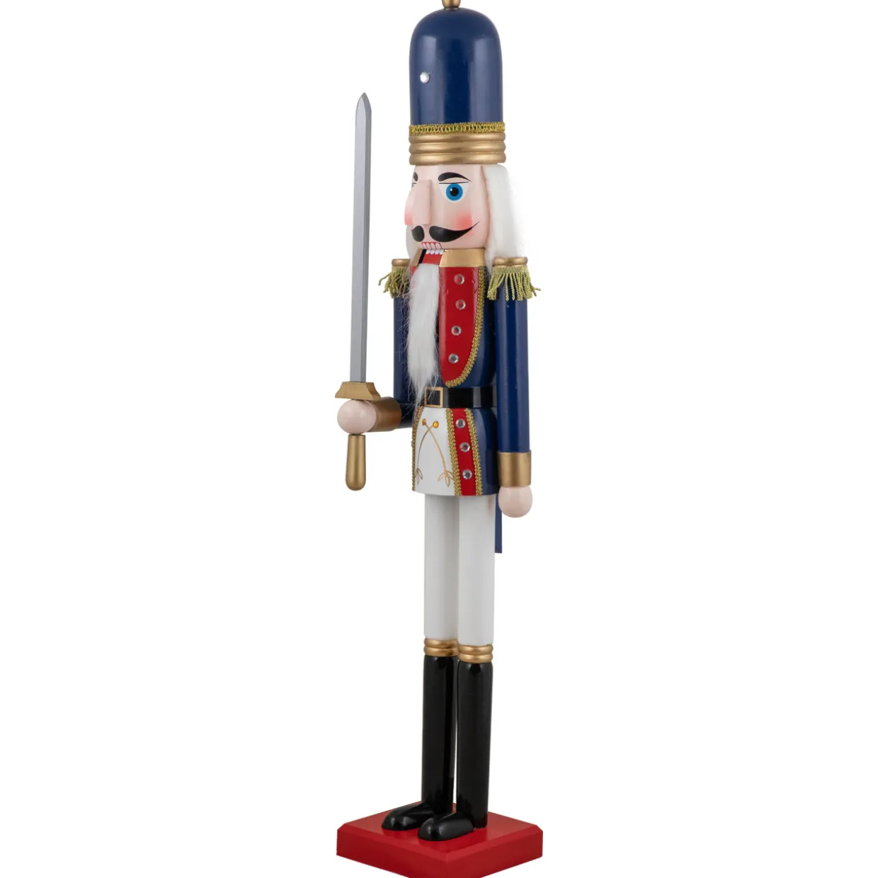48.25" Blue and White Christmas Nutcracker Soldier with Sword