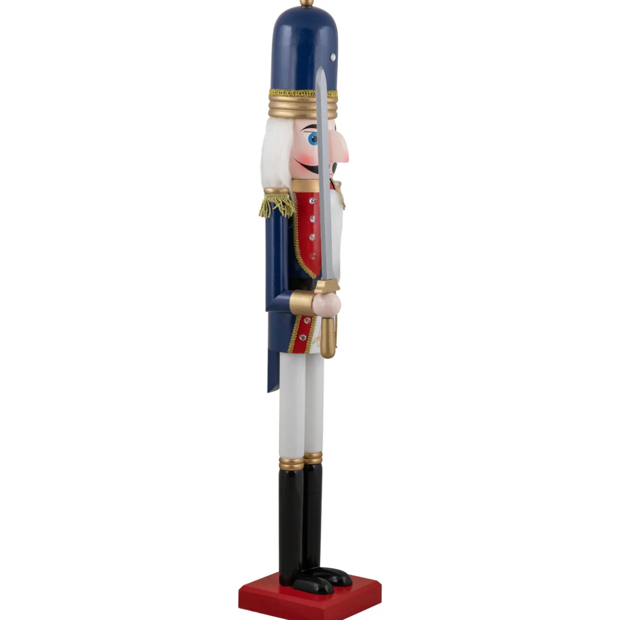 48.25" Blue and White Christmas Nutcracker Soldier with Sword