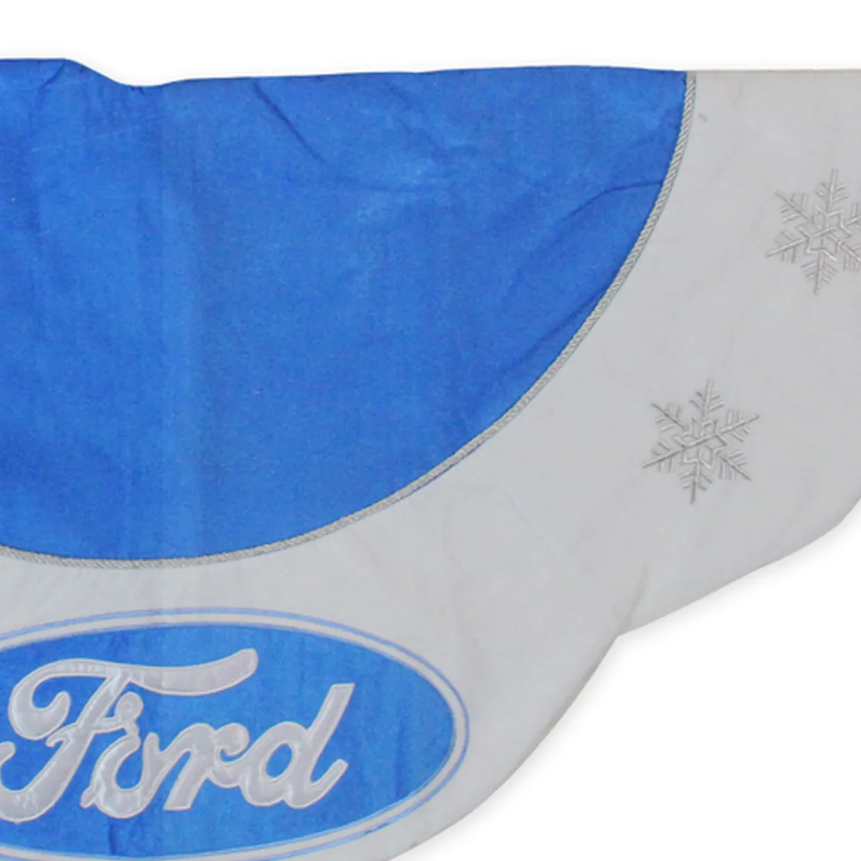 45.5" Blue and White Ford Scalloped Christmas Tree Skirt