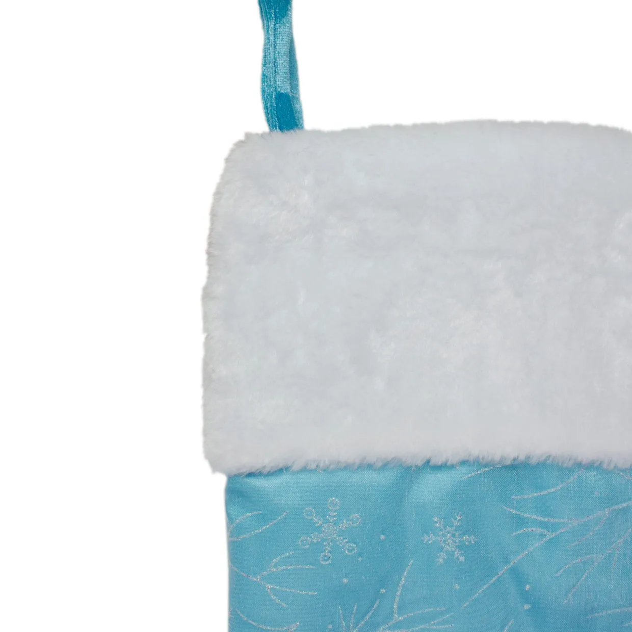 21" Blue and White Glitter Snowflake Christmas Stocking