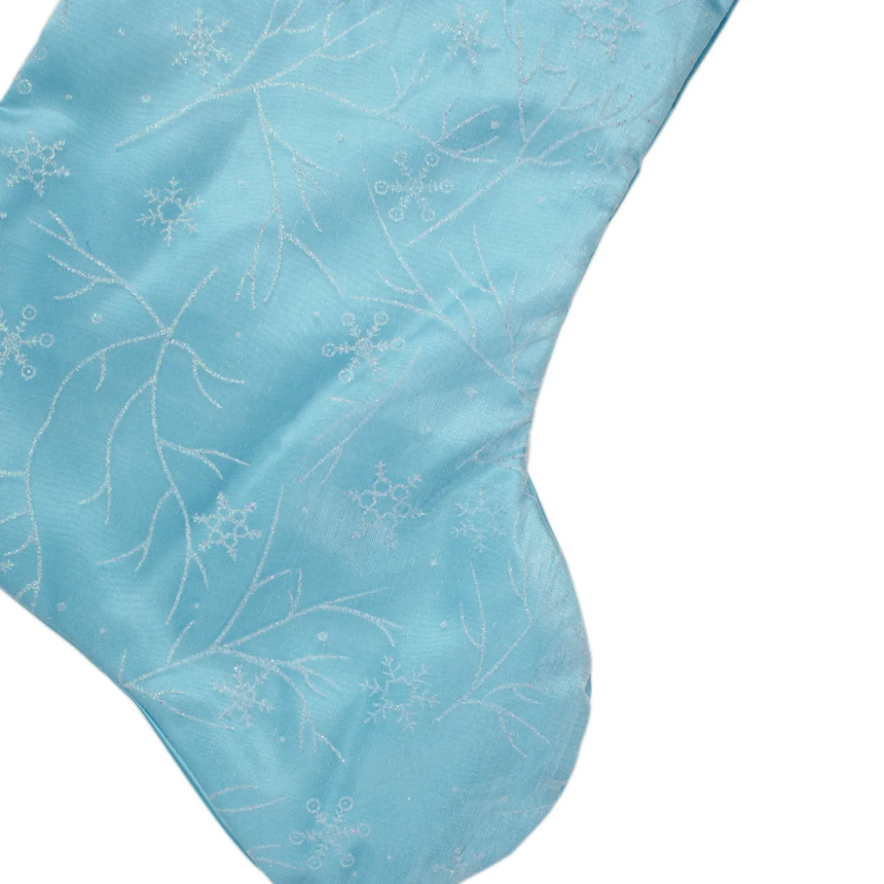 21" Blue and White Glitter Snowflake Christmas Stocking