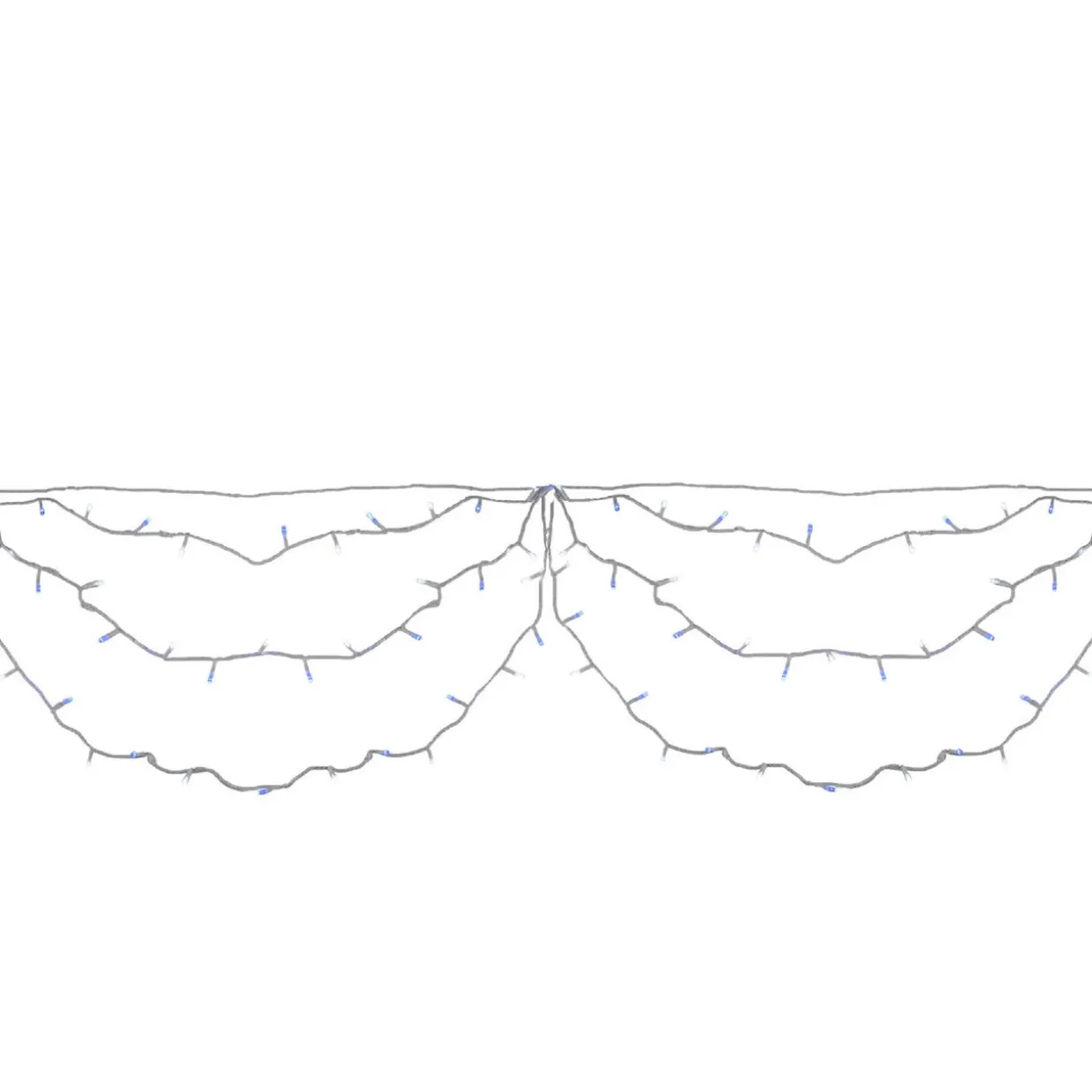 150 Blue and White LED Swag Christmas Lights - 7.5 ft White Wire