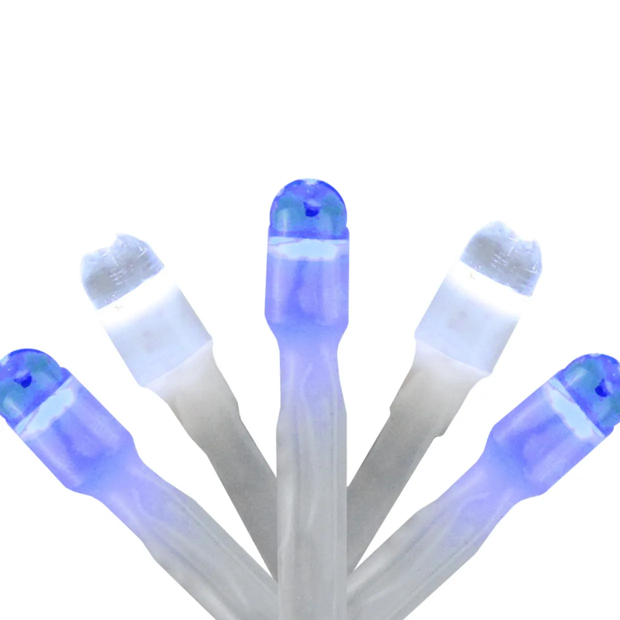 150 Blue and White LED Swag Christmas Lights - 7.5 ft White Wire