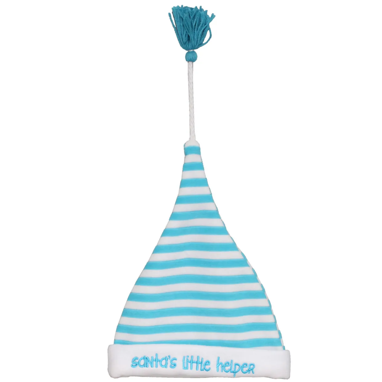 8" Blue and White "Santa"s Little Helper" Baby Christmas Santa Hat with Tassel