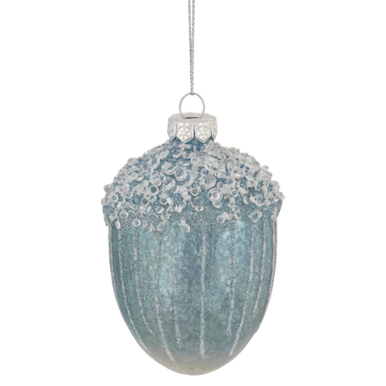 4.5" Blue Glittered Mercury Glass Pine Cone Christmas Ornament