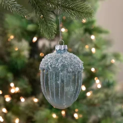 4.5" Blue Glittered Mercury Glass Pine Cone Christmas Ornament