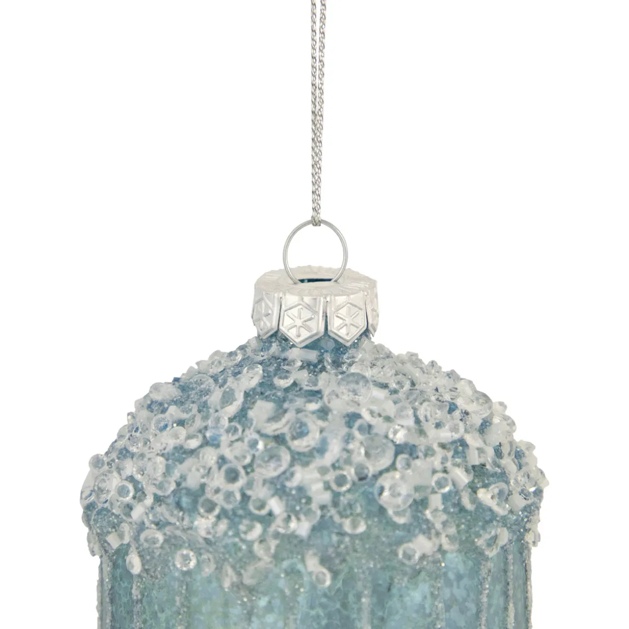 4.5" Blue Glittered Mercury Glass Pine Cone Christmas Ornament