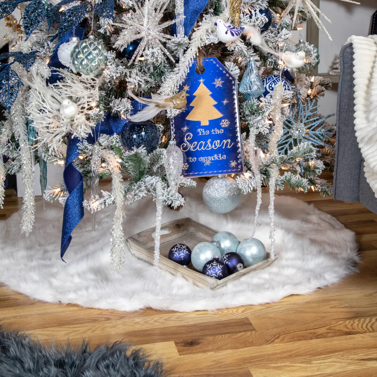 10" Blue Glittered Snowflake Christmas Ornament