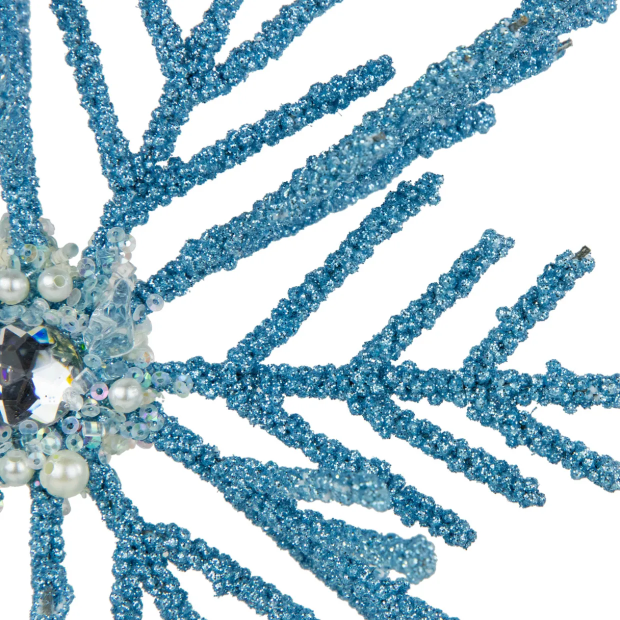 10" Blue Glittered Snowflake Christmas Ornament