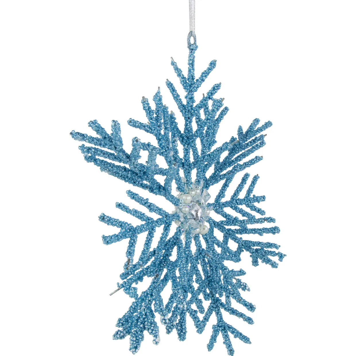 10" Blue Glittered Snowflake Christmas Ornament