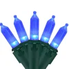 100 Blue LED Mini Christmas Lights, 33 ft Green Wire