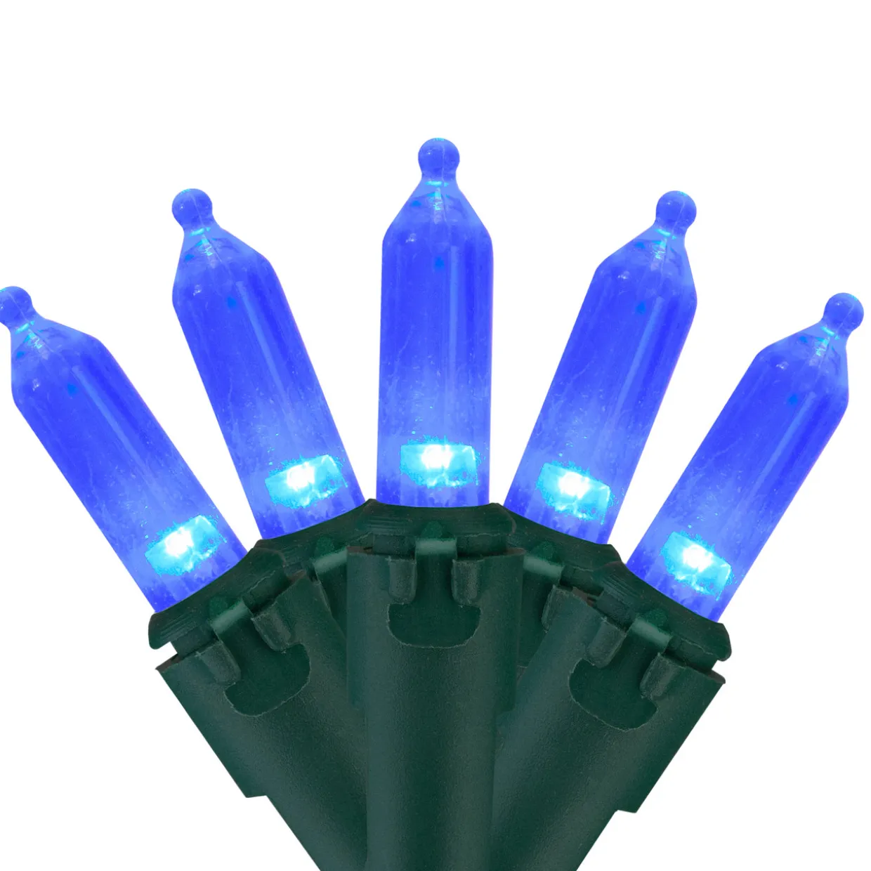 100 Blue LED Mini Christmas Lights, 33 ft Green Wire