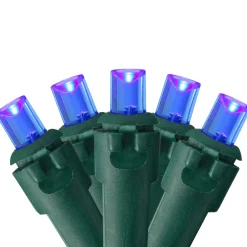 50 Blue LED Wide Angle String Christmas Lights - 17.5 ft Green Wire