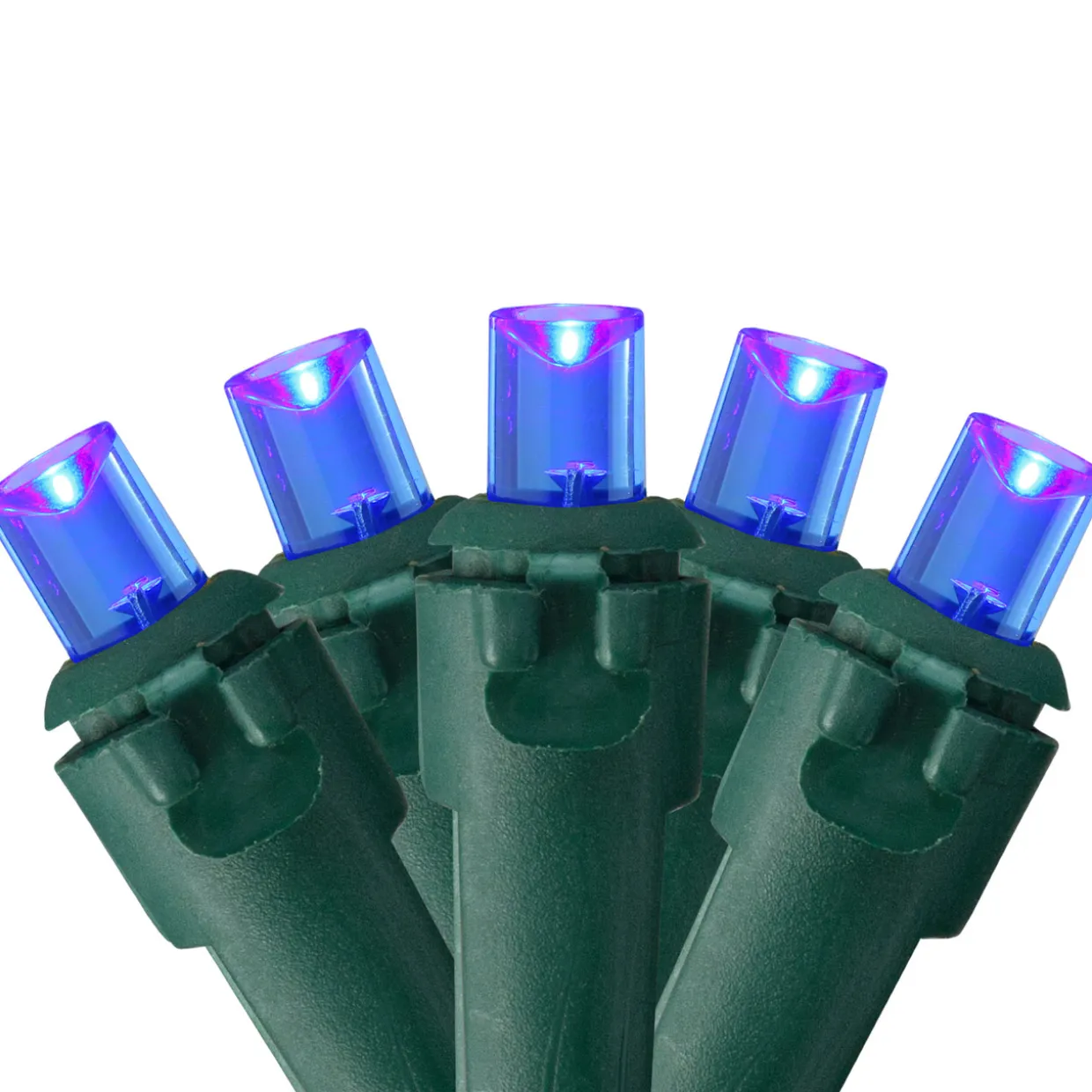 50 Blue LED Wide Angle String Christmas Lights - 17.5 ft Green Wire