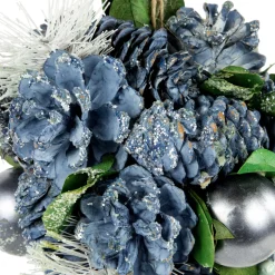 5.5" Blue Pinecone and Pine Needle Christmas Ball Ornament